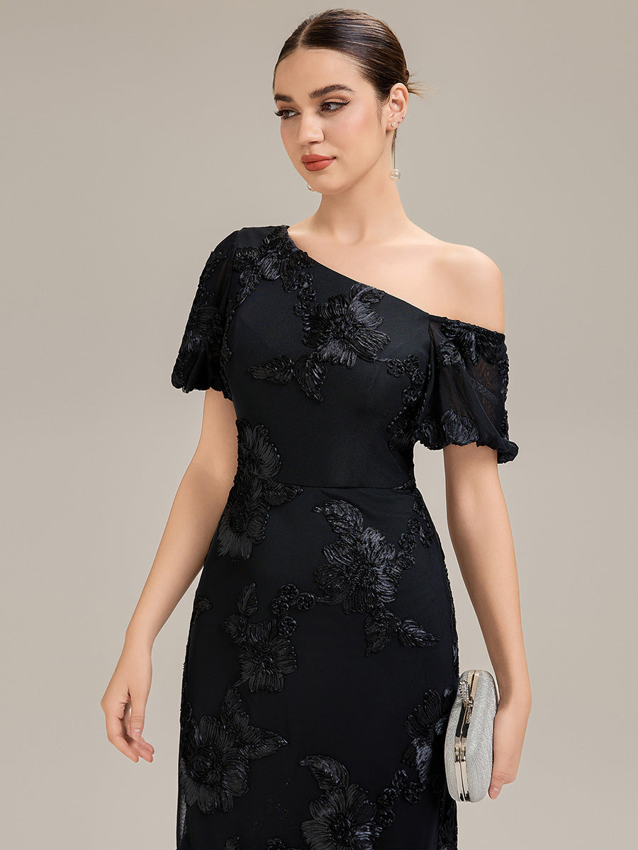Mesh Sleeveless Mermaid Evening Dress #color_Black