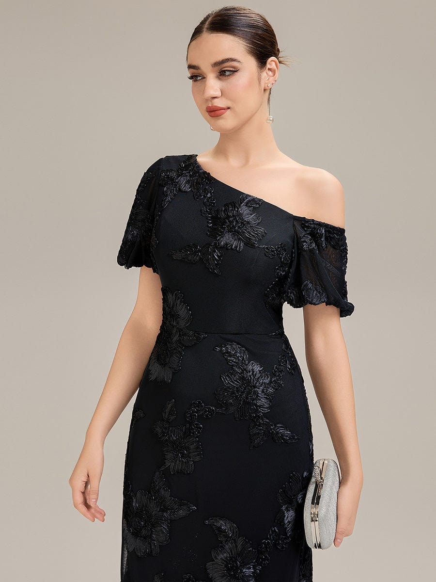 Mesh Sleeveless Mermaid Evening Dress #color_Black