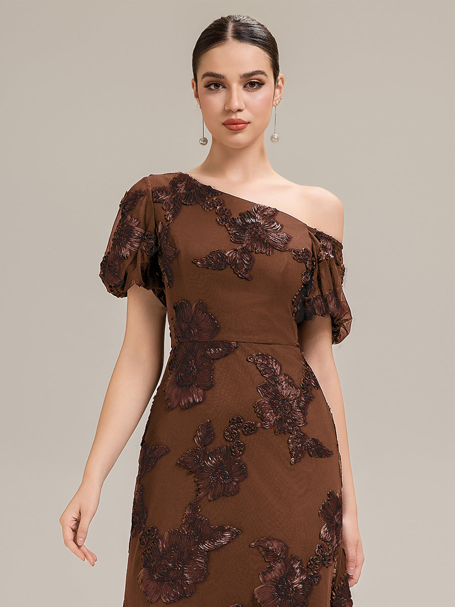 Mesh Sleeveless Mermaid Evening Dress #color_Brown