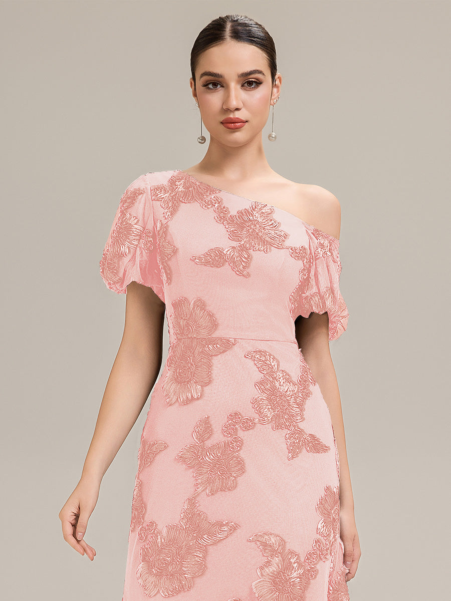 Mesh Sleeveless Mermaid Evening Dress #color_Pink