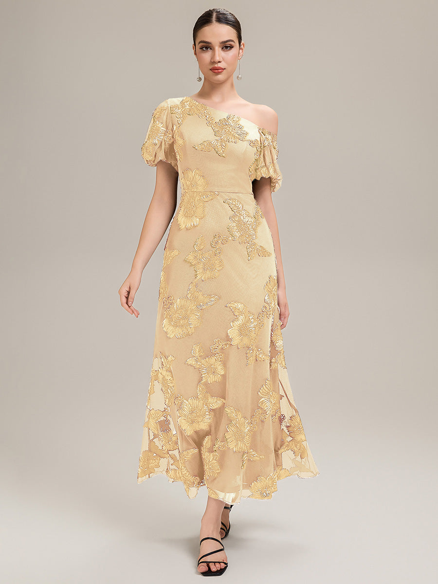 Mesh Sleeveless Mermaid Evening Dress #color_Yellow