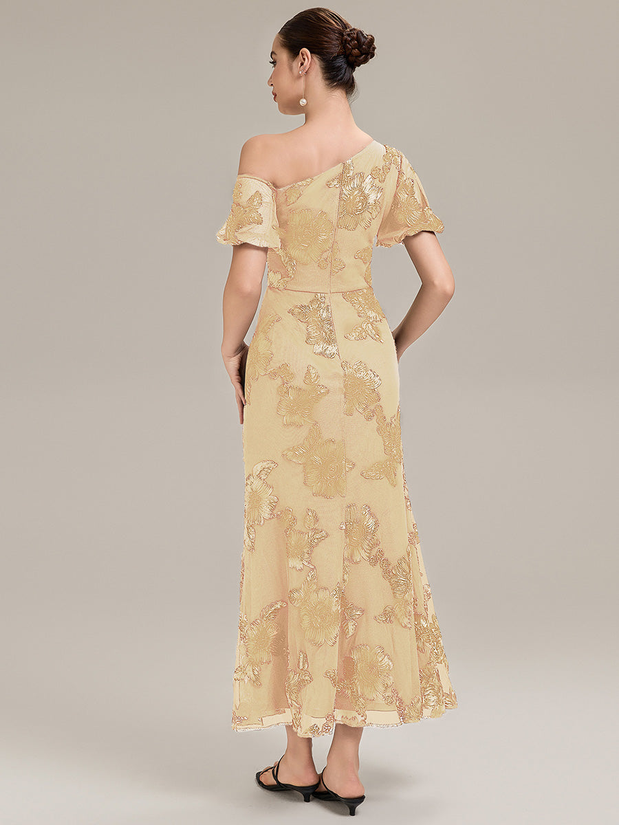 Mesh Sleeveless Mermaid Evening Dress #color_Yellow