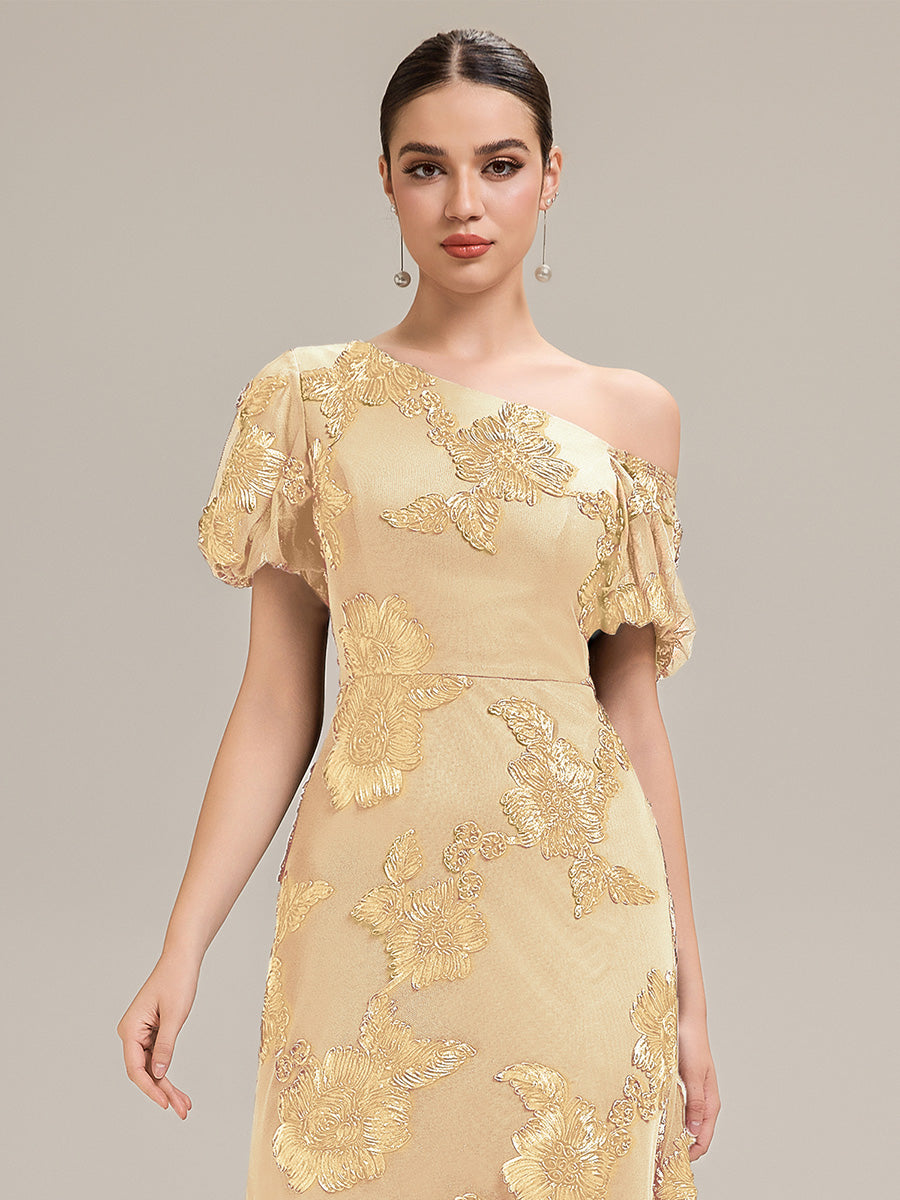 Mesh Sleeveless Mermaid Evening Dress #color_Yellow