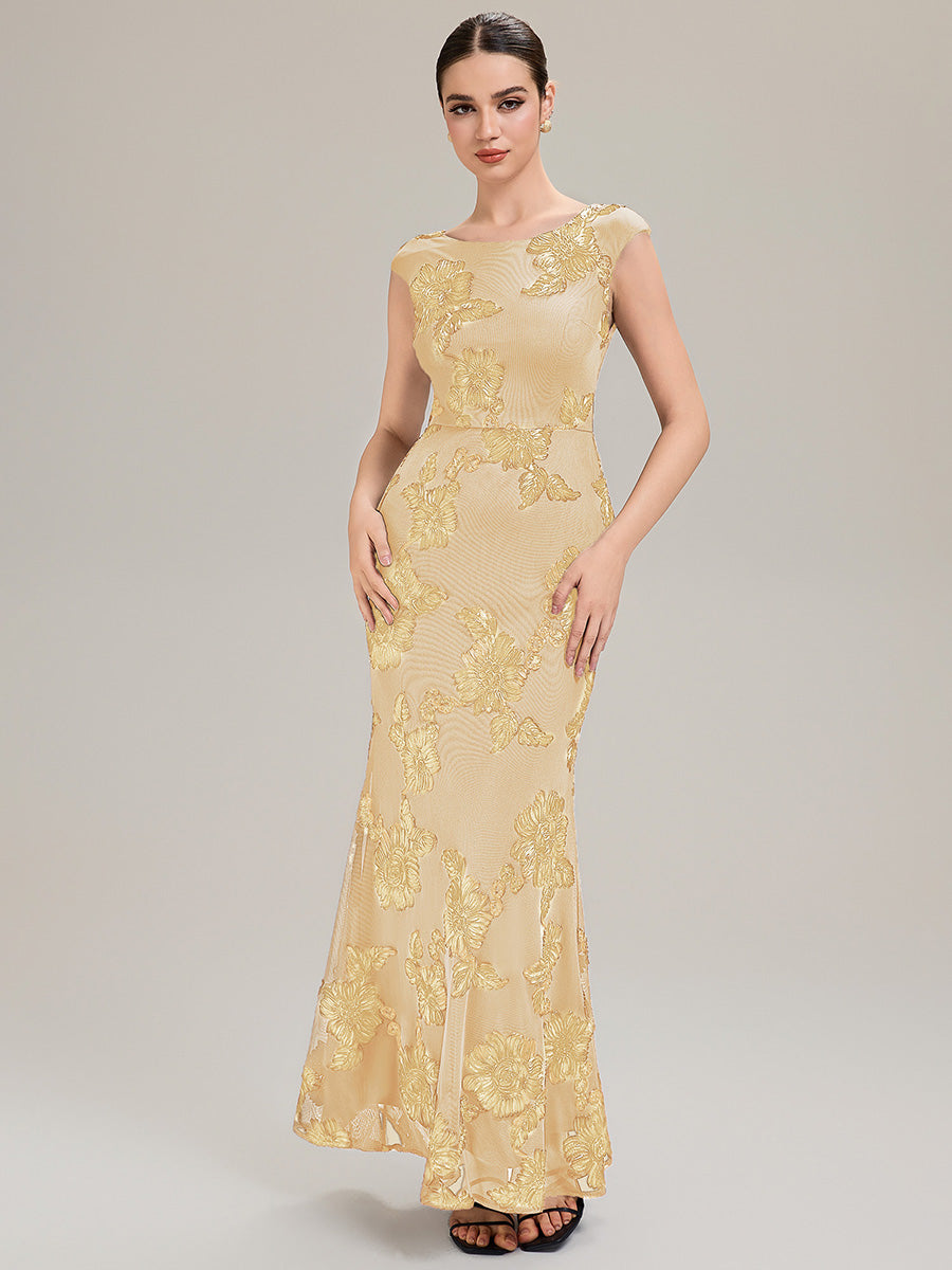 Knit Sleeveless Mermaid Evening Dress #color_Yellow