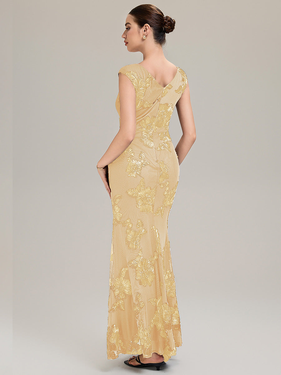 Knit Sleeveless Mermaid Evening Dress #color_Yellow