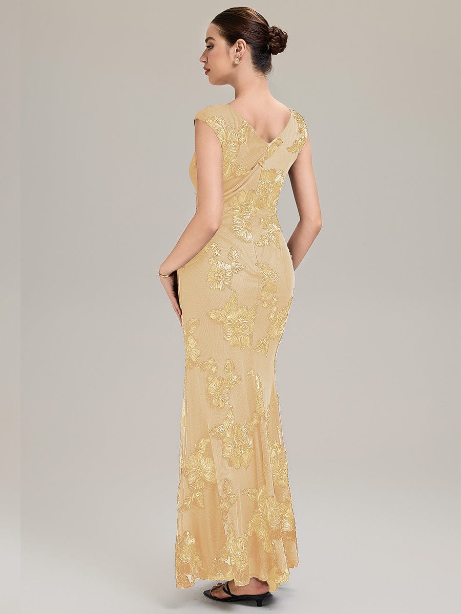 Knit Sleeveless Mermaid Evening Dress #color_Yellow