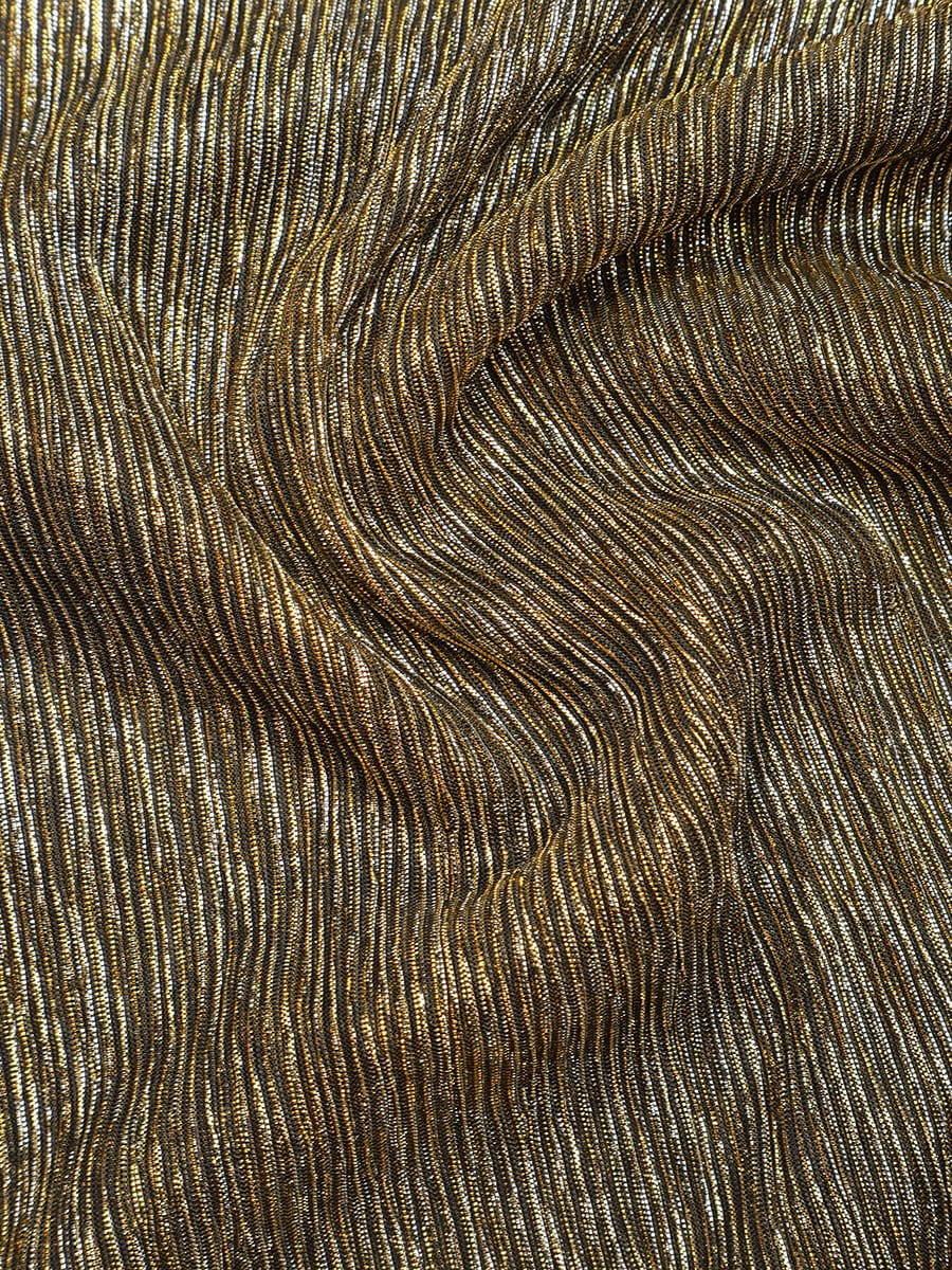 Pleated Tulle Sleeveless Dress #color_Metallic Gold