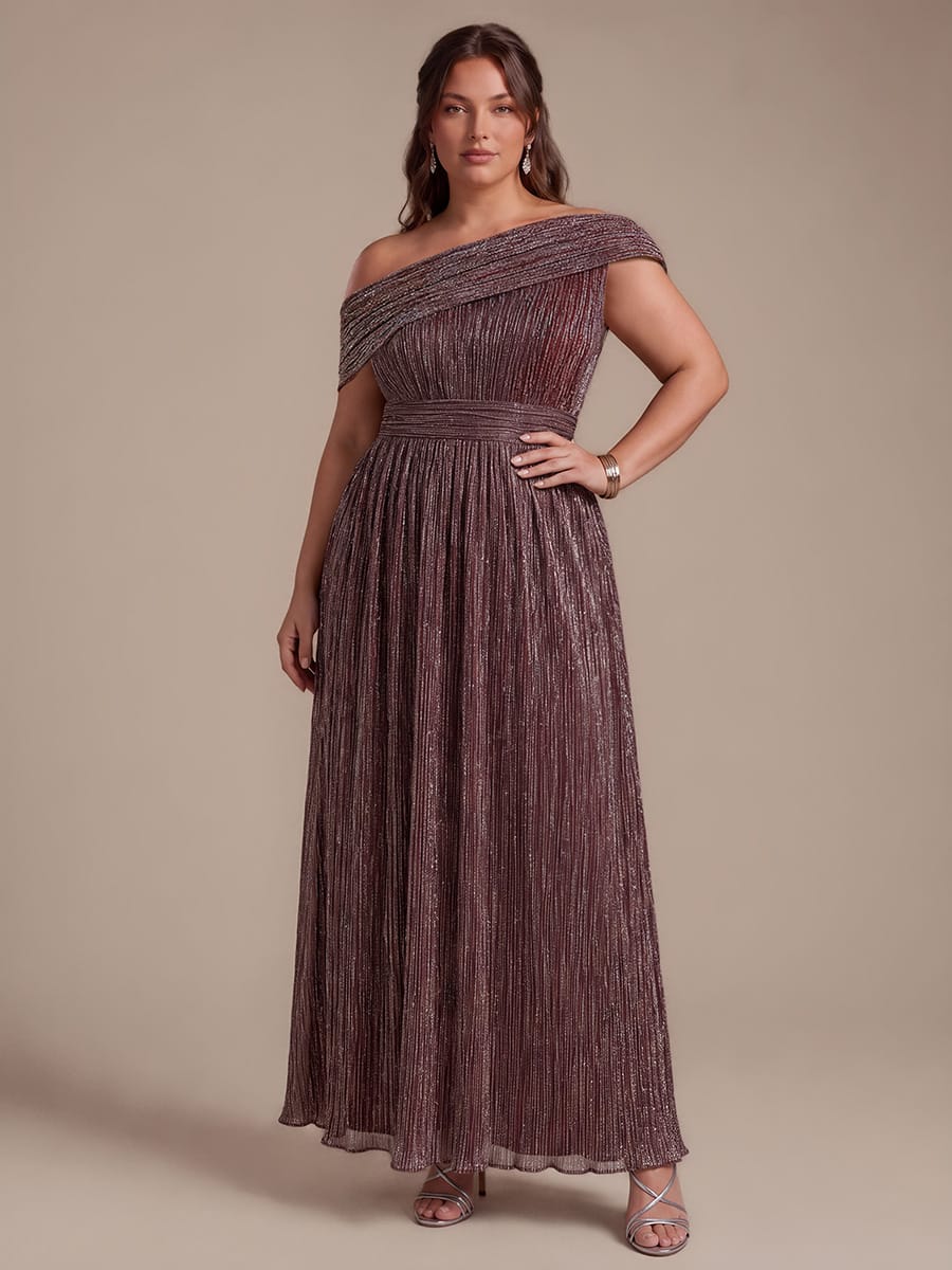 Pleated Tulle Sleeveless Dress #color_Mahogany Brown