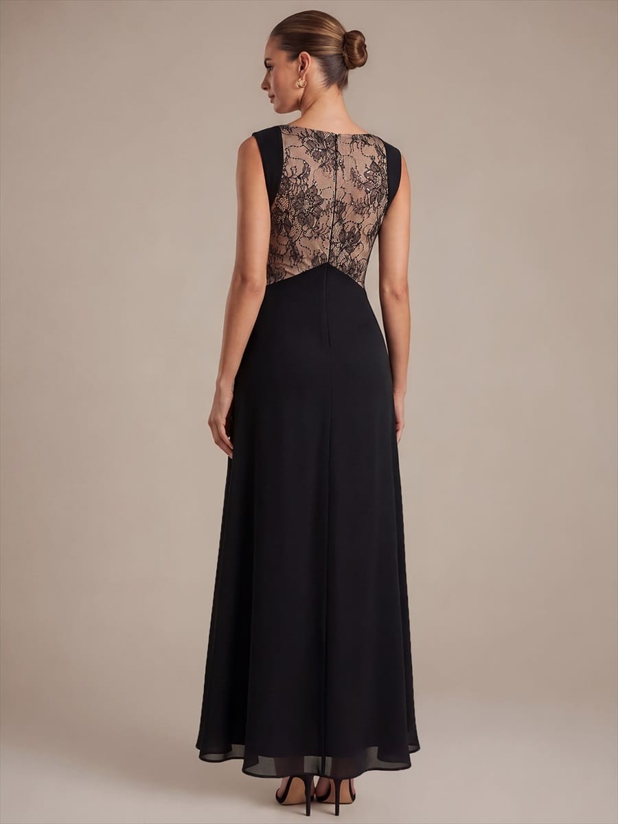 See-through Chiffon Sleeveless Dress #color_Black
