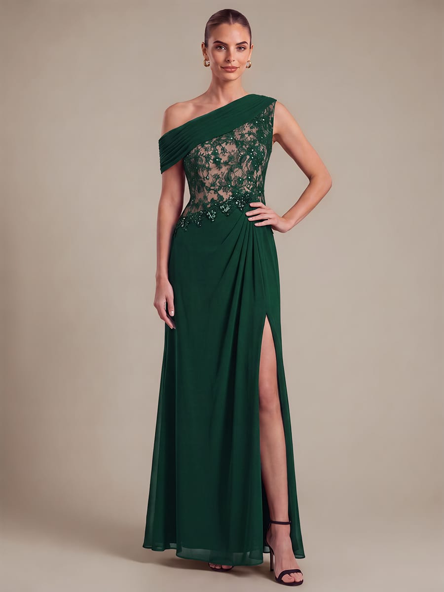Chiffon Sleeveless A-line Dress #color_Dark Green