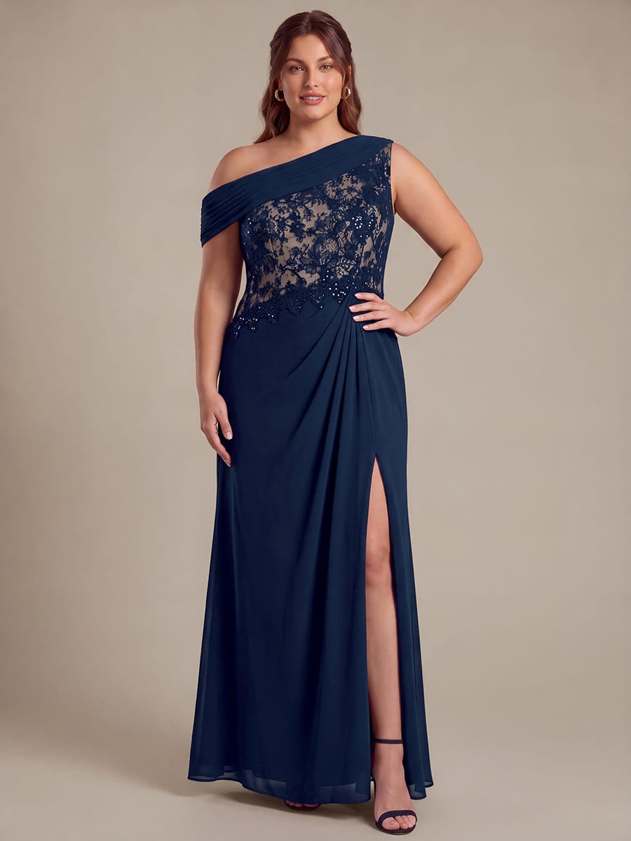 Chiffon Sleeveless A-line Dress #color_Navy Blue