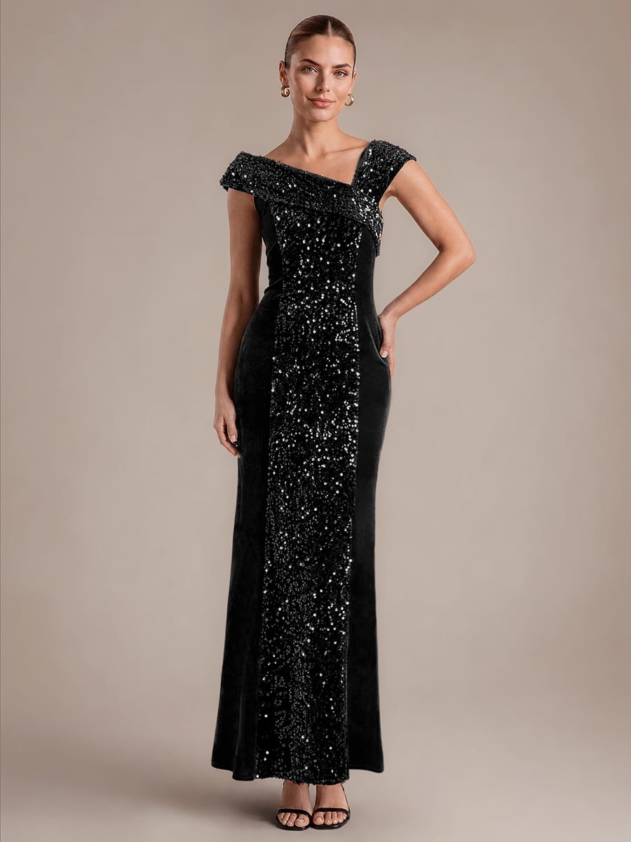 Sequin Sleeveless Bodycon Dress #color_Black