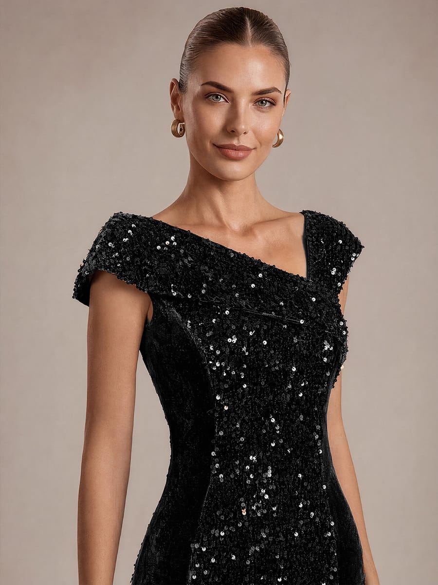 Sequin Sleeveless Bodycon Dress #color_Black