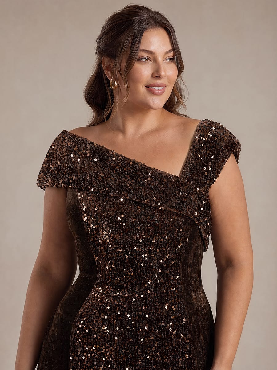 Sequin Sleeveless Bodycon Dress #color_Chocolate Brown