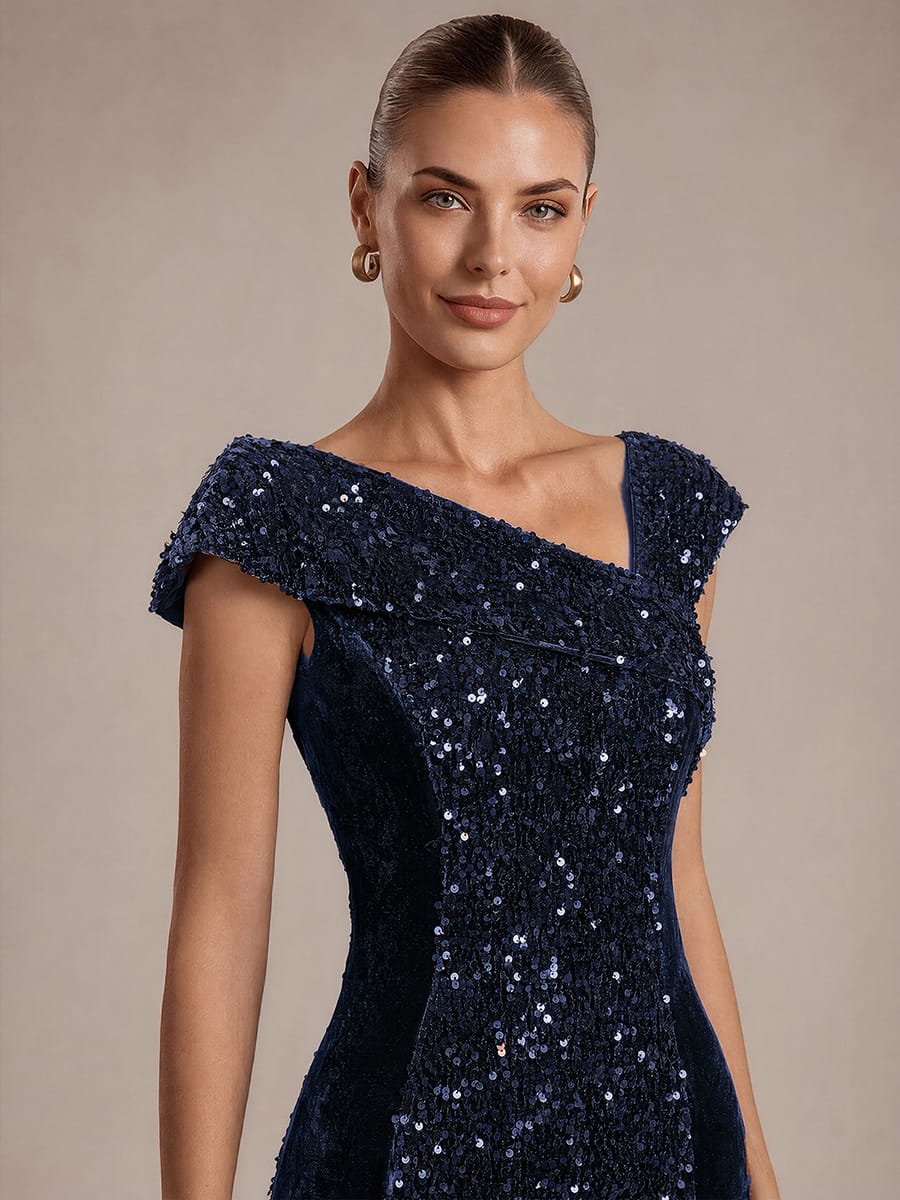 Sequin Sleeveless Bodycon Dress #color_Navy Blue
