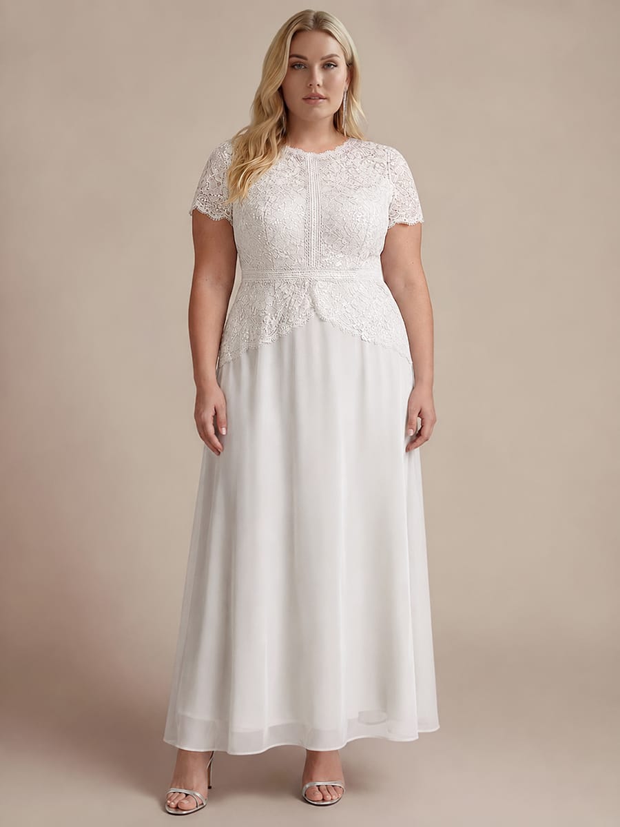 Sequin Lace Puff Sleeve Dress #color_White
