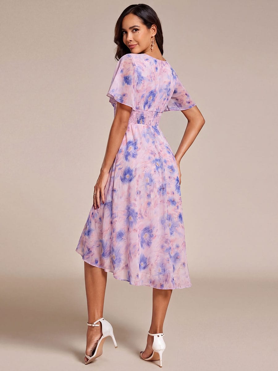 ever EDEN|Flowy Chiffon Round Neckline A-Line Midi Wedding Guest Dress #color_Azure Bream
