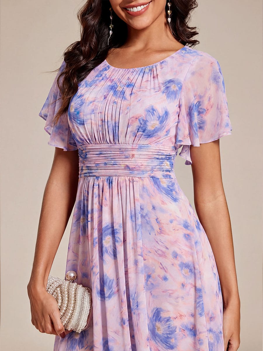 ever EDEN|Flowy Chiffon Round Neckline A-Line Midi Wedding Guest Dress #color_Azure Bream