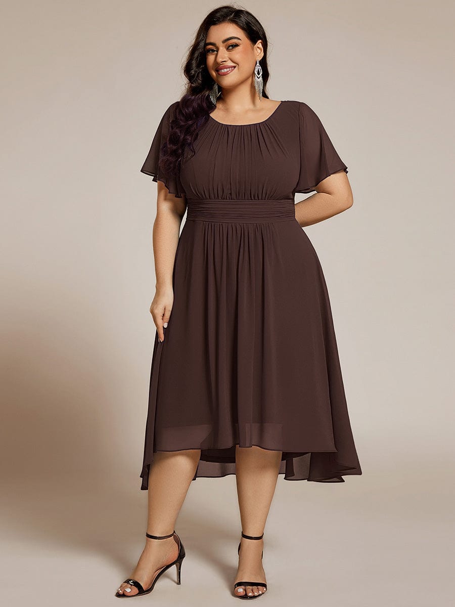 ever EDEN|Flowy Chiffon Round Neckline A-Line Midi Wedding Guest Dress #color_Espresso