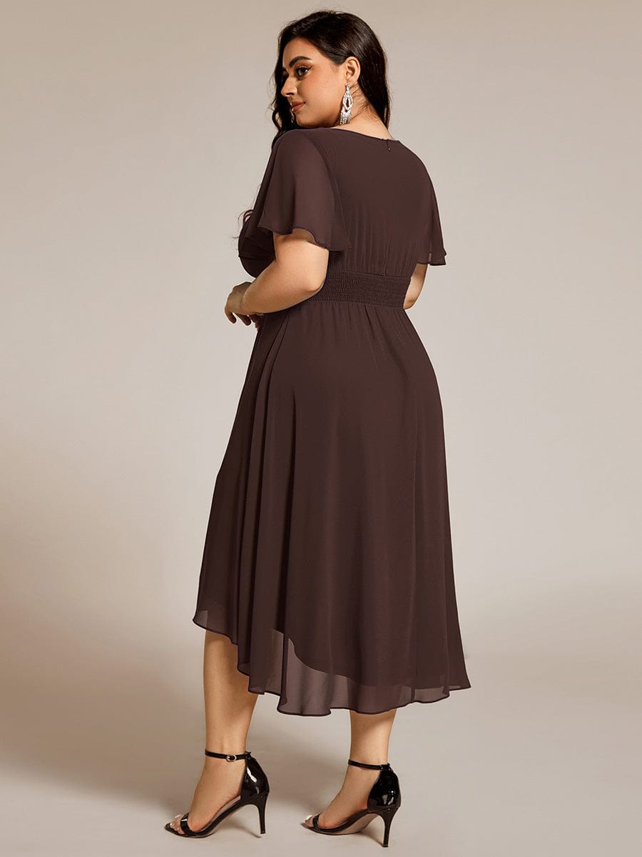 ever EDEN|Flowy Chiffon Round Neckline A-Line Midi Wedding Guest Dress #color_Espresso