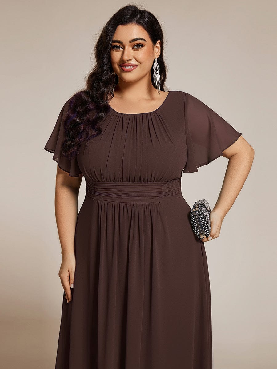 ever EDEN|Flowy Chiffon Round Neckline A-Line Midi Wedding Guest Dress #color_Espresso