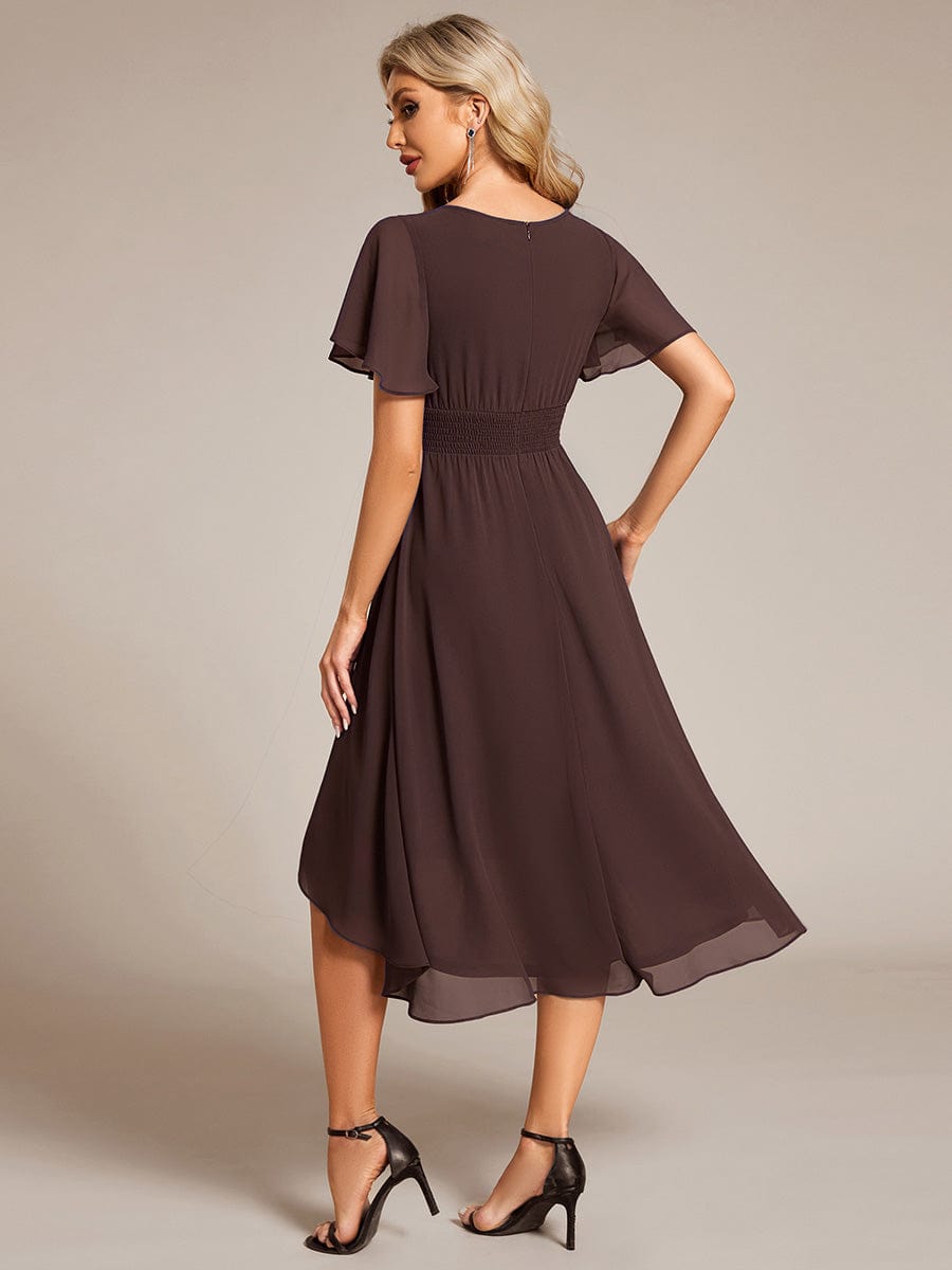 ever EDEN|Flowy Chiffon Round Neckline A-Line Midi Wedding Guest Dress #color_Espresso