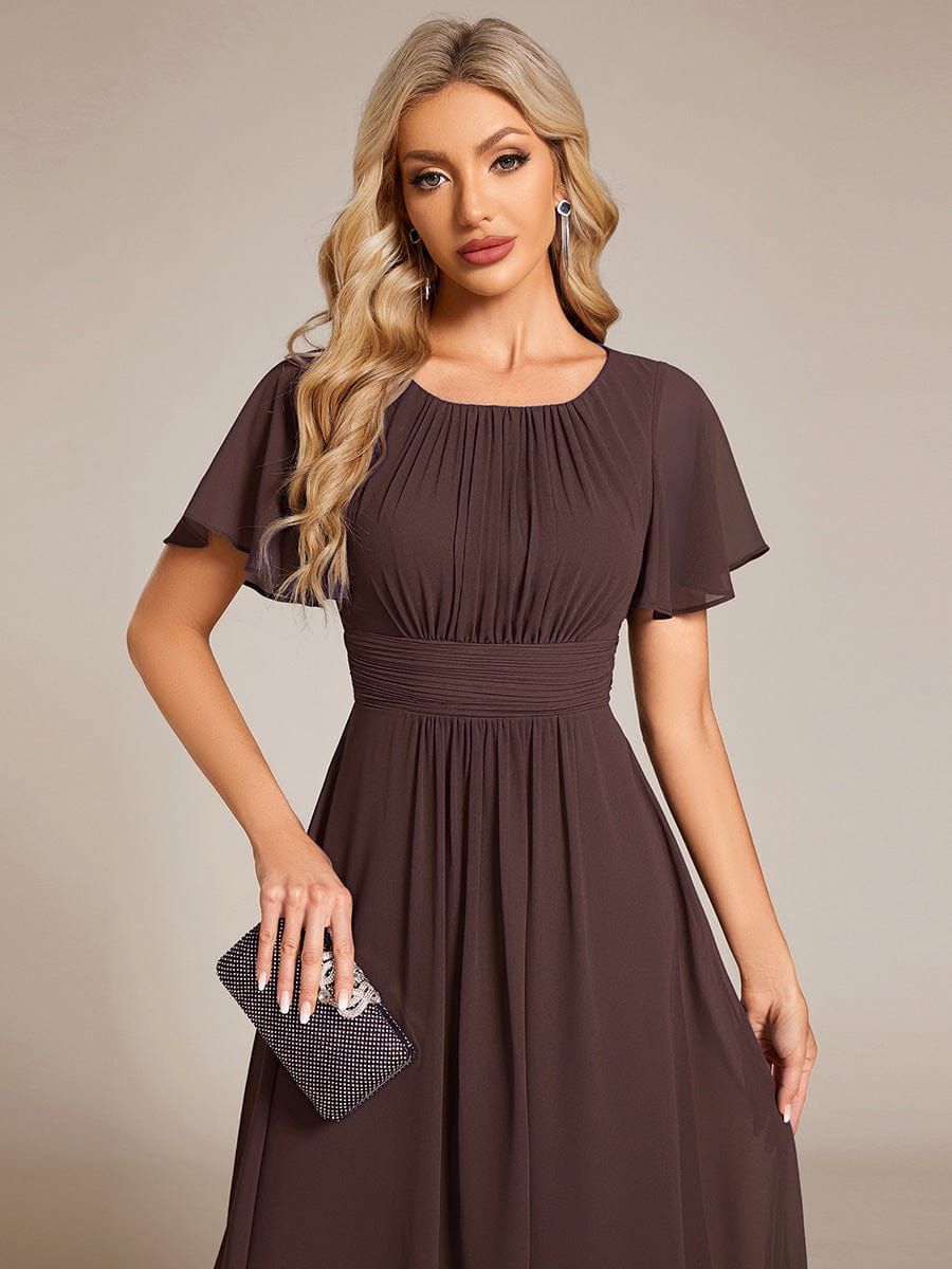 ever EDEN|Flowy Chiffon Round Neckline A-Line Midi Wedding Guest Dress #color_Espresso