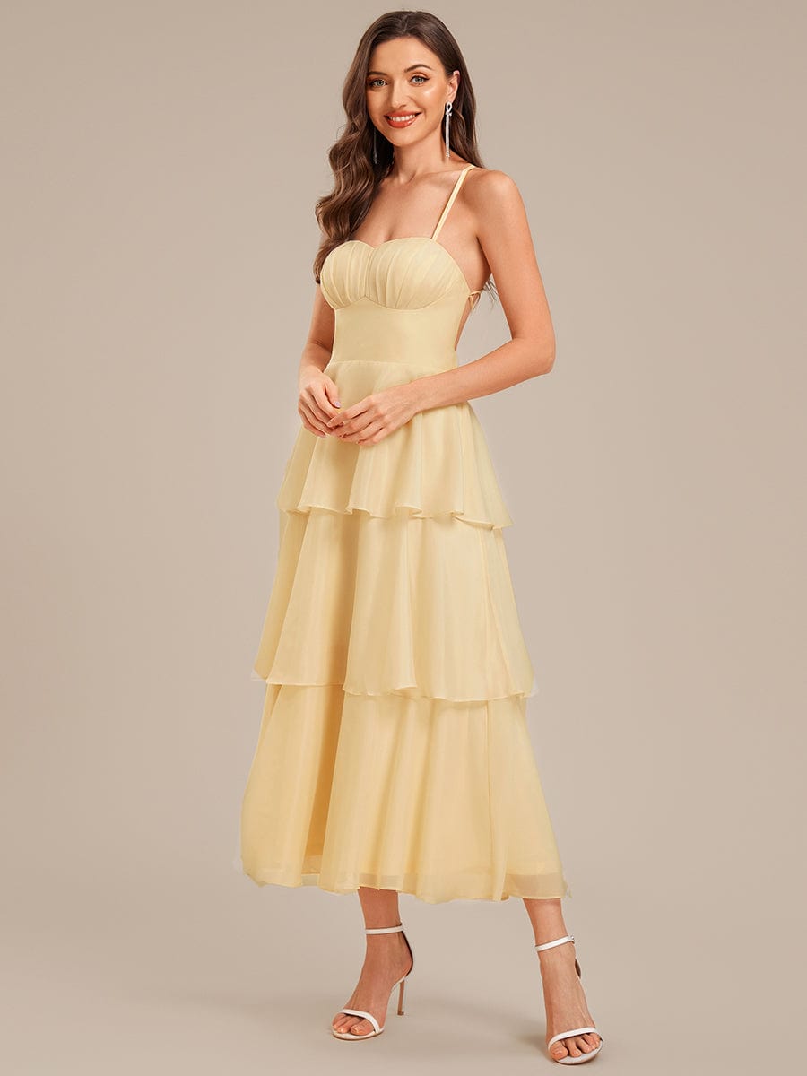 Tie-Front Chiffon Sleeveless Wedding Guest Dress #color_Yellow