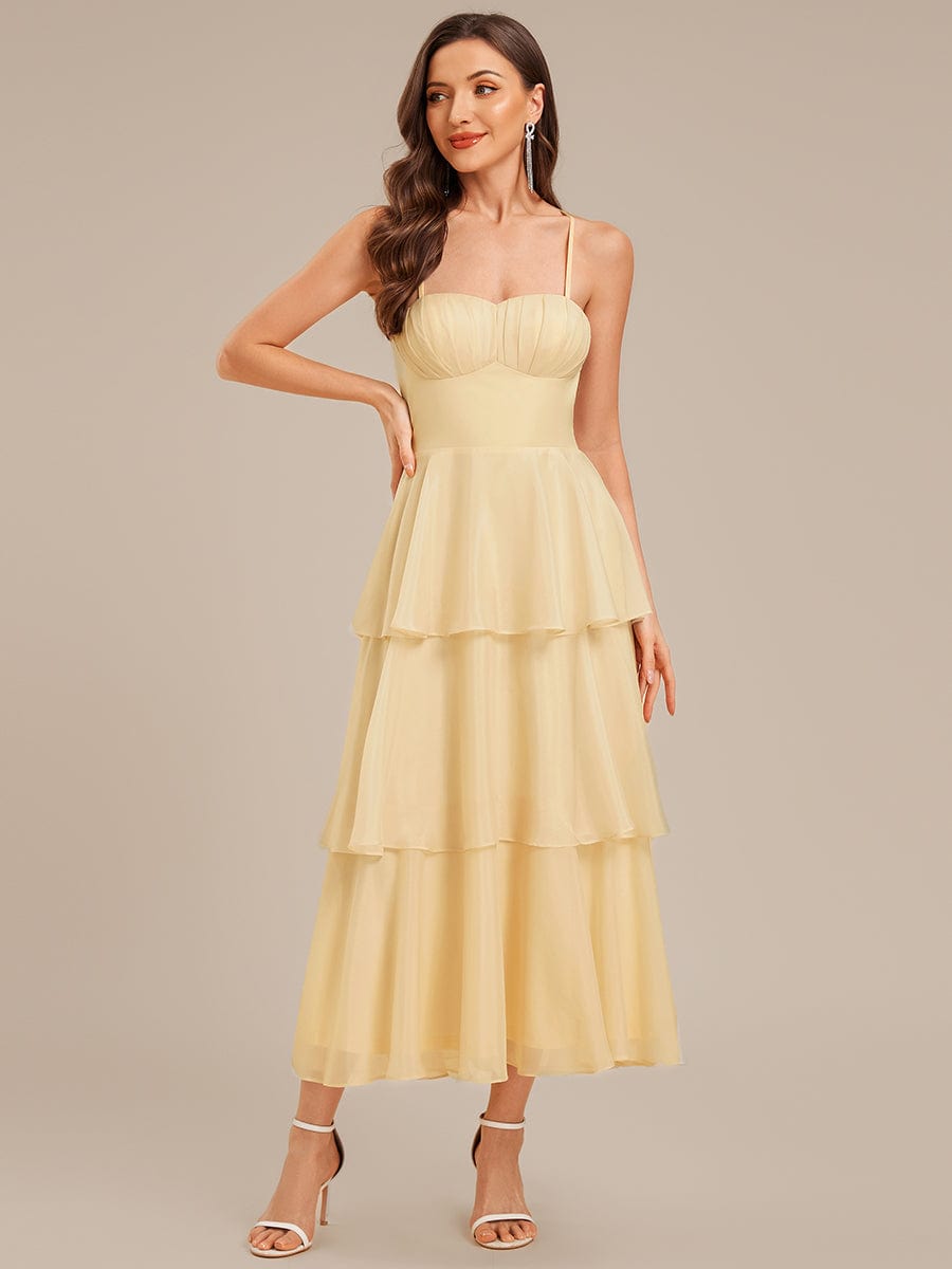 Tie-Front Chiffon Sleeveless Wedding Guest Dress #color_Yellow