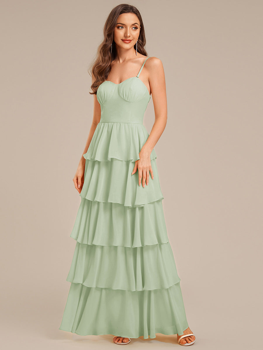 Ruffled Chiffon Sleeveless Wedding Guest Dress #color_Mint Green