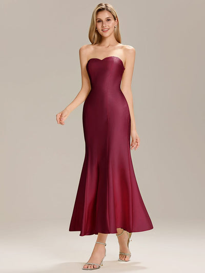 Knit Sleeveless Mermaid Wedding Guest Dress #color_Burgundy