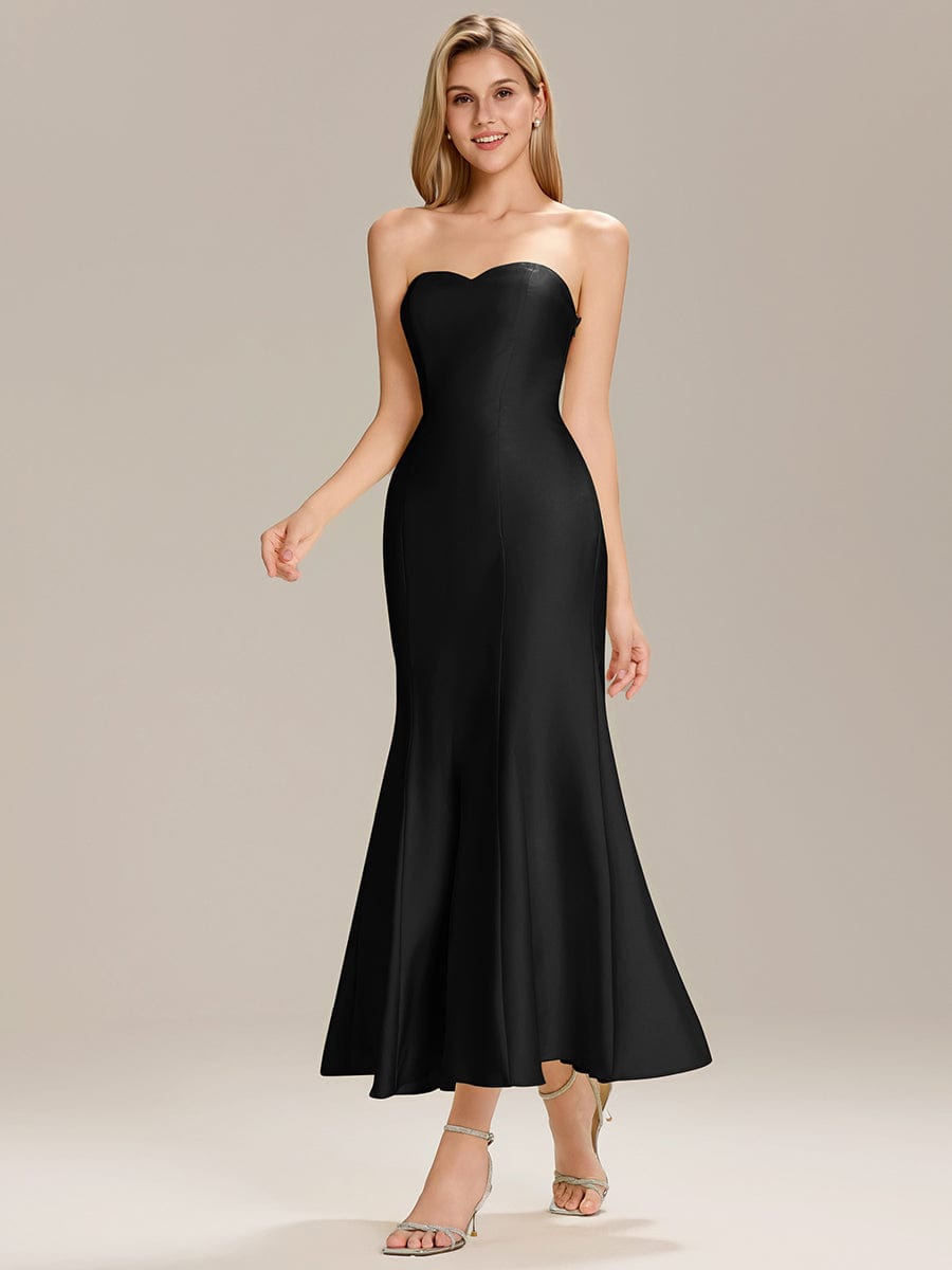 Knit Sleeveless Mermaid Wedding Guest Dress #color_Black