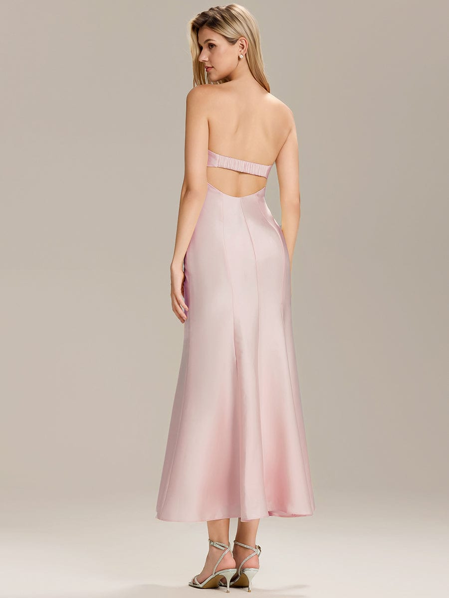 Knit Sleeveless Mermaid Wedding Guest Dress #color_Pink