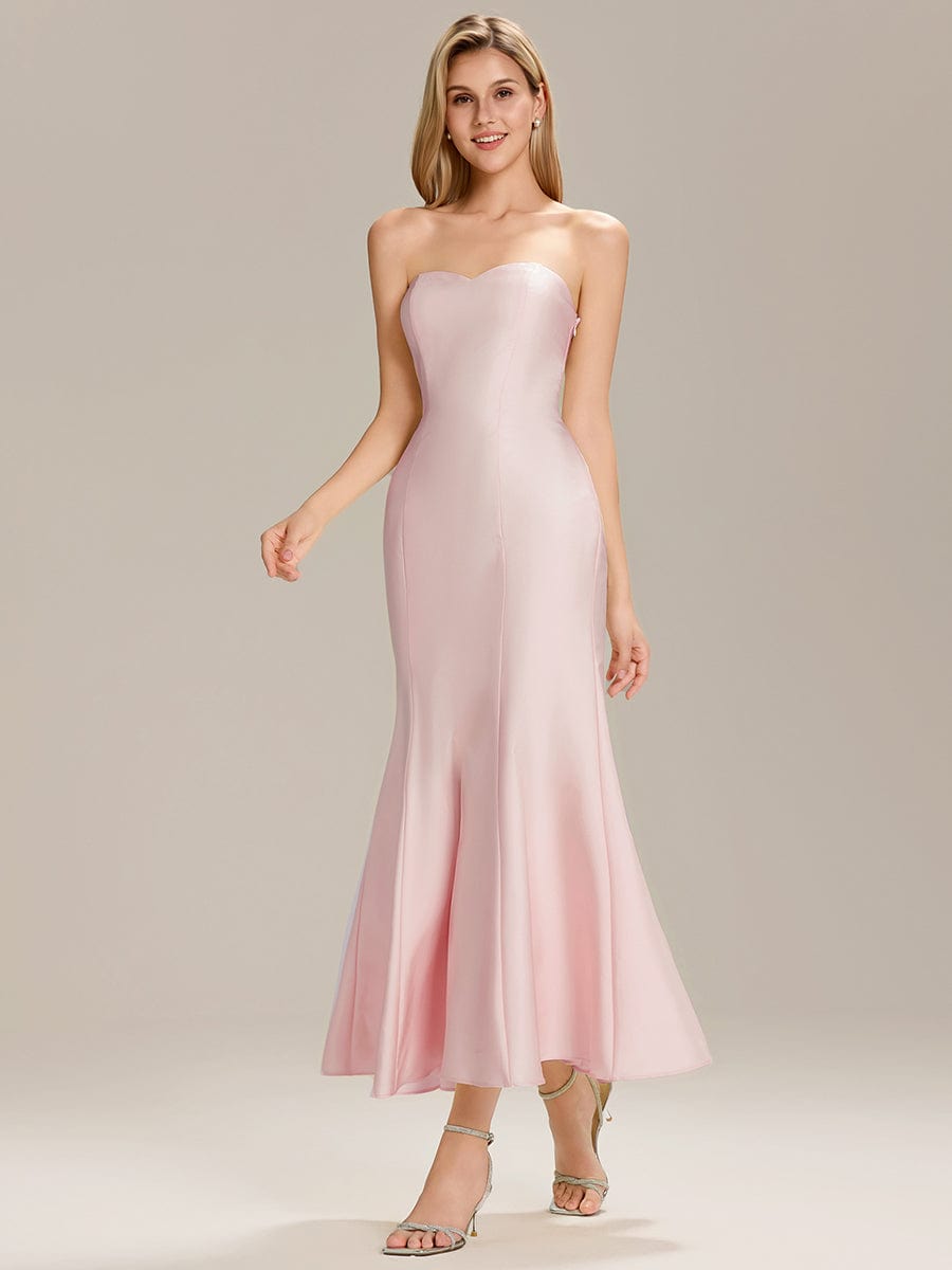 Knit Sleeveless Mermaid Wedding Guest Dress #color_Pink