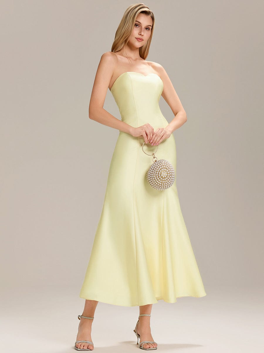 Knit Sleeveless Mermaid Wedding Guest Dress #color_Yellow