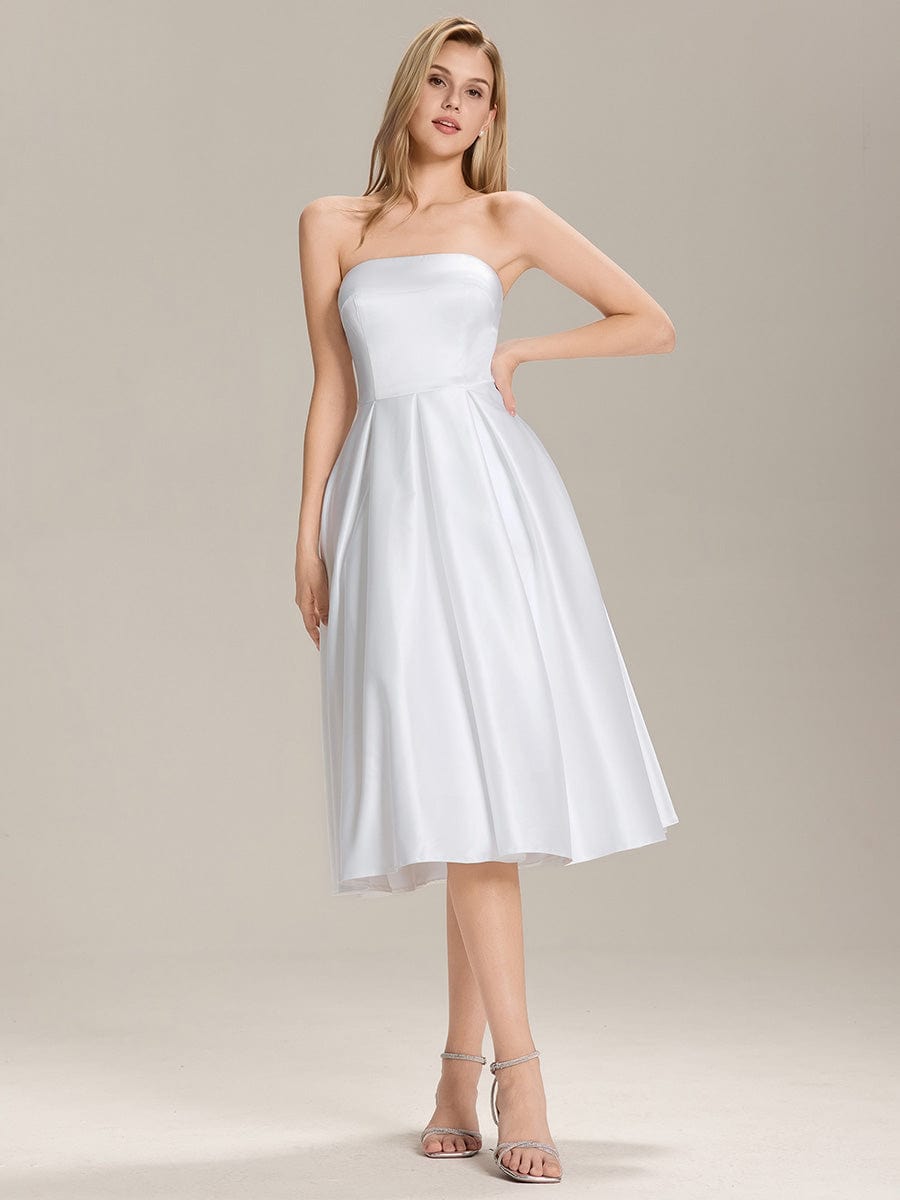 Satin Sleeveless A-Line Wedding Guest Dress #color_White