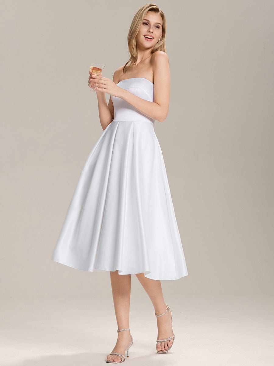 Satin Sleeveless A-Line Wedding Guest Dress #color_White