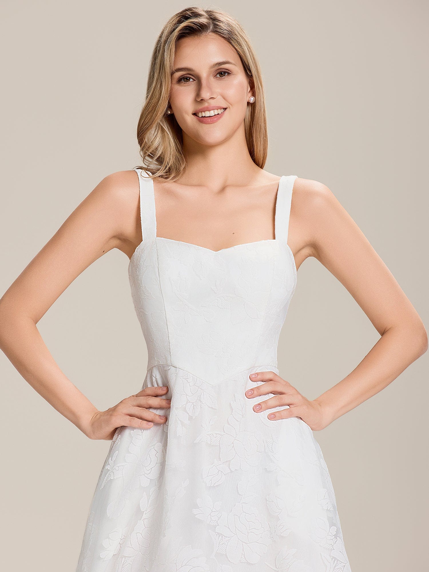 Pocket Mesh Sleeveless Wedding Guest Dress #color_White