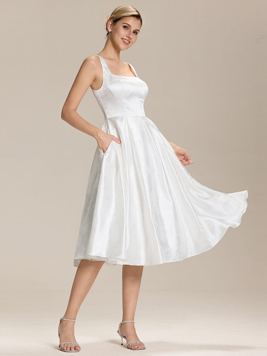 Satin Sleeveless A-Line Wedding Guest Dress #color_White