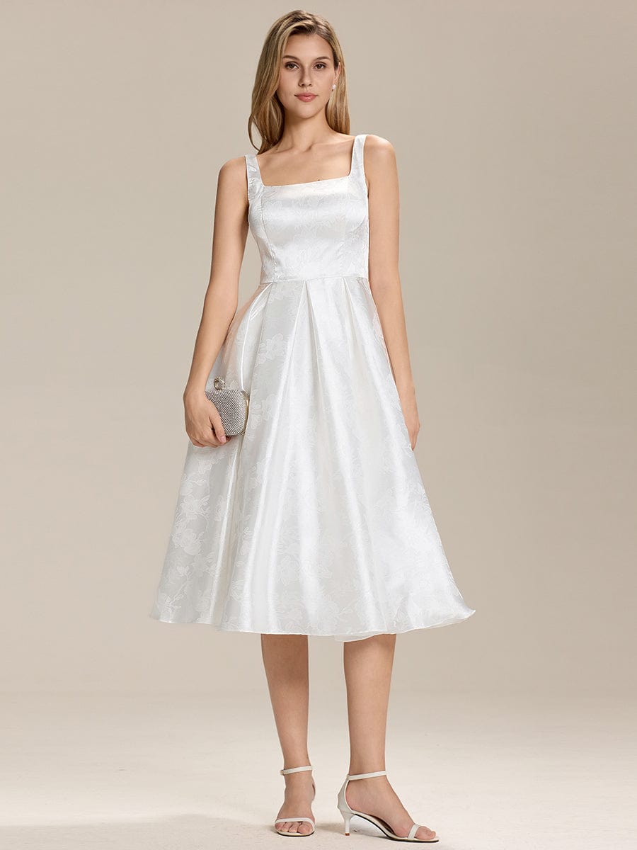 Satin Sleeveless A-Line Wedding Guest Dress #color_White