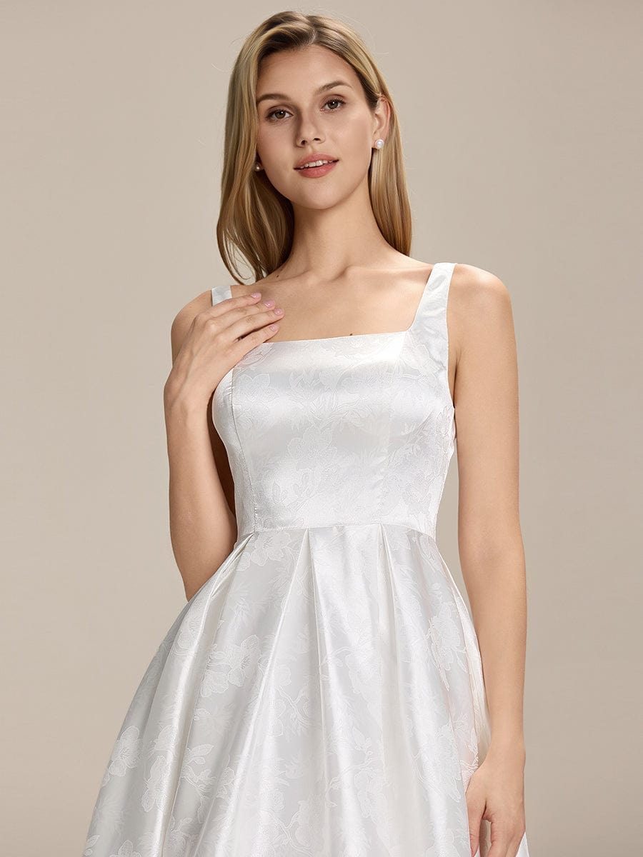 Satin Sleeveless A-Line Wedding Guest Dress #color_White