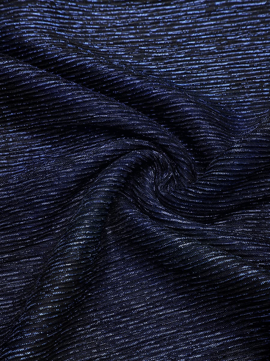 Slit Tulle Sleeveless Dress #color_Navy Blue