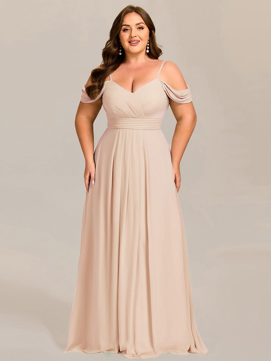 Multiway A-Line Off the Shoulder Chiffon Maxi Bridesmaid Dress #color_Blush