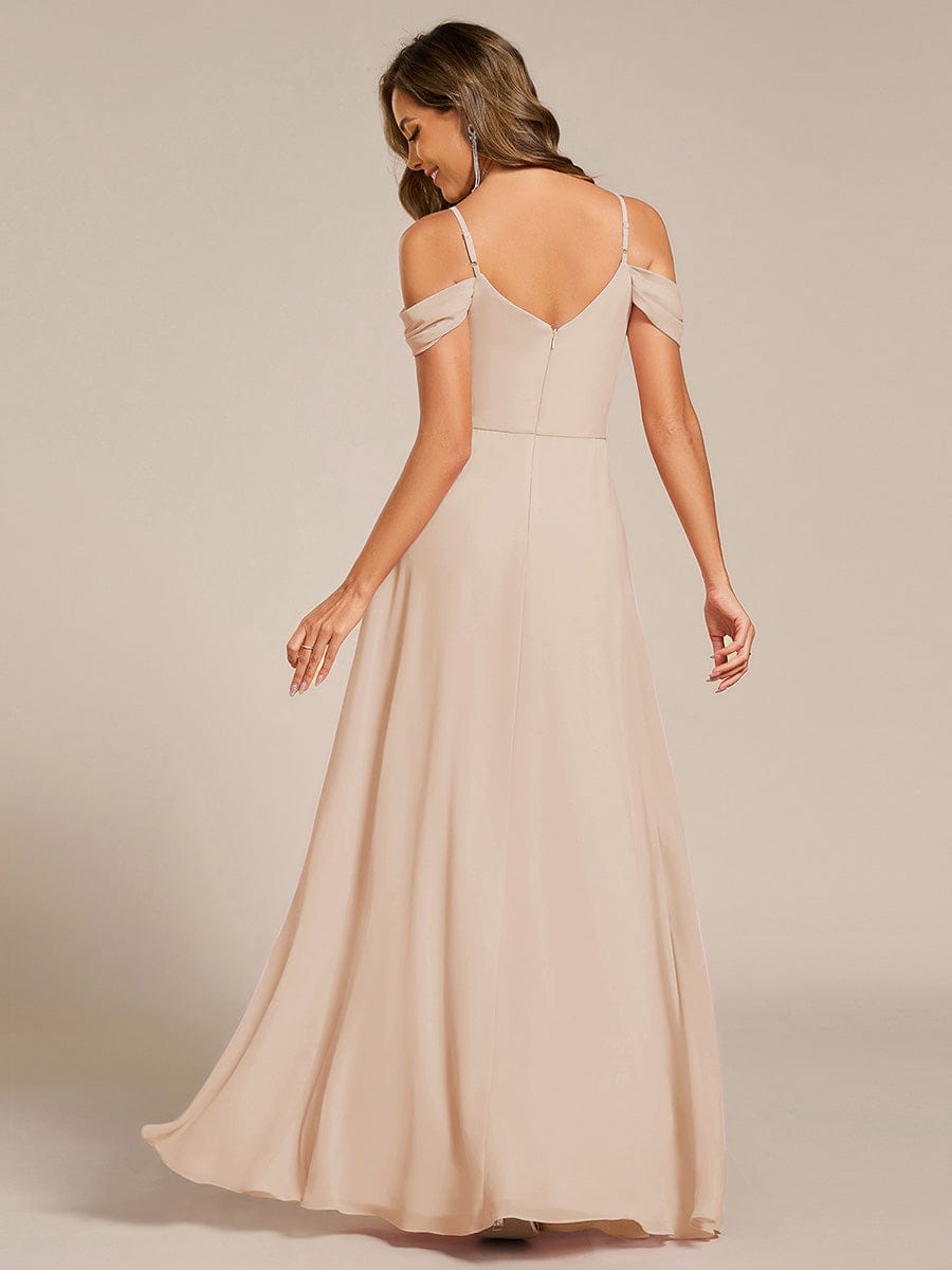 Multiway A-Line Off the Shoulder Chiffon Maxi Bridesmaid Dress #color_Blush