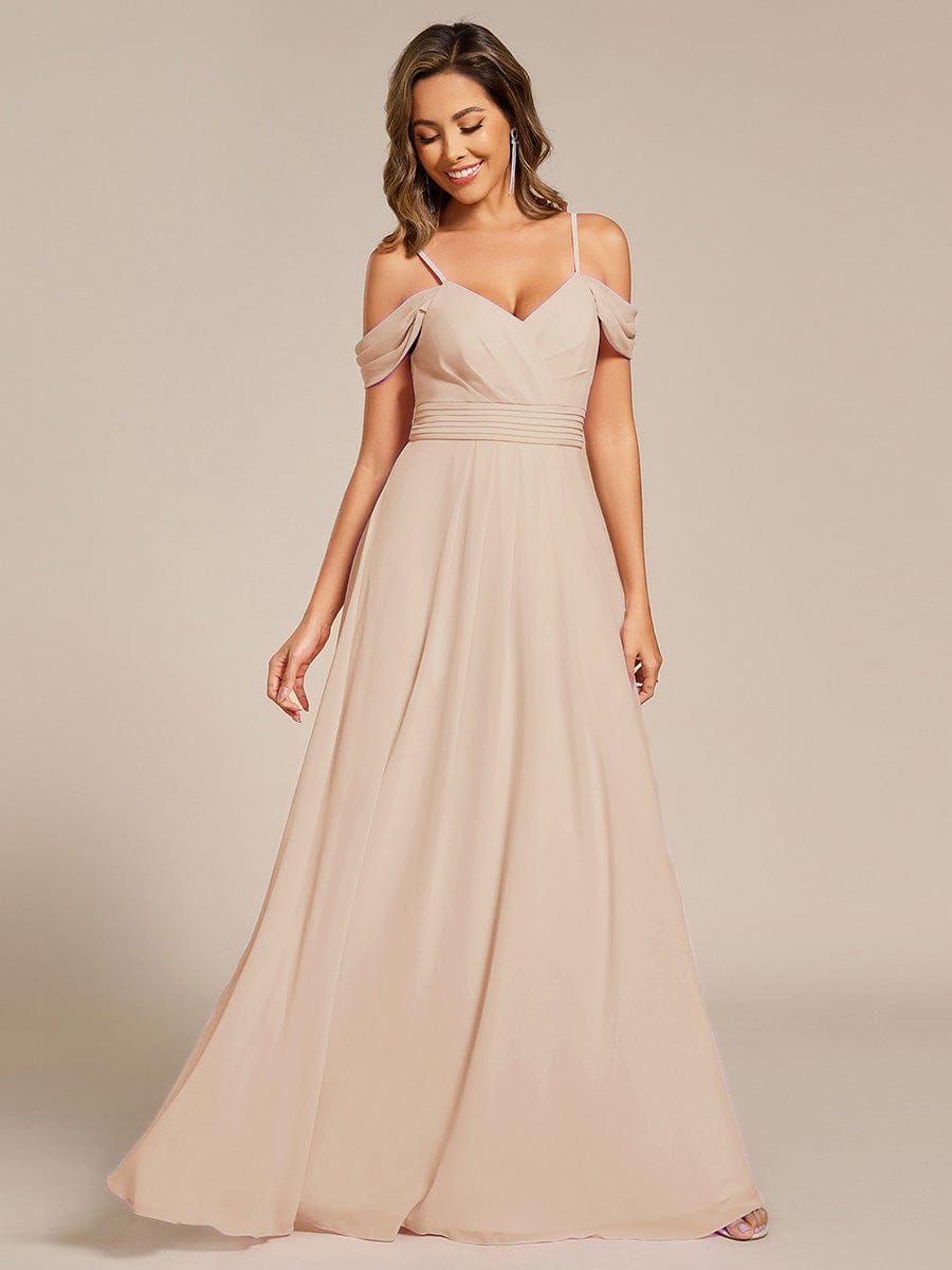 Multiway A-Line Off the Shoulder Chiffon Maxi Bridesmaid Dress #color_Blush