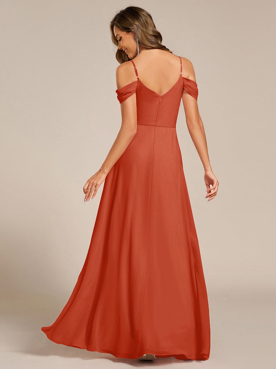Multiway A-Line Off the Shoulder Chiffon Maxi Bridesmaid Dress #color_Burnt Orange