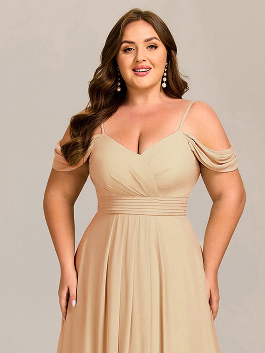 Multiway A-Line Off the Shoulder Chiffon Maxi Bridesmaid Dress #color_Champagne