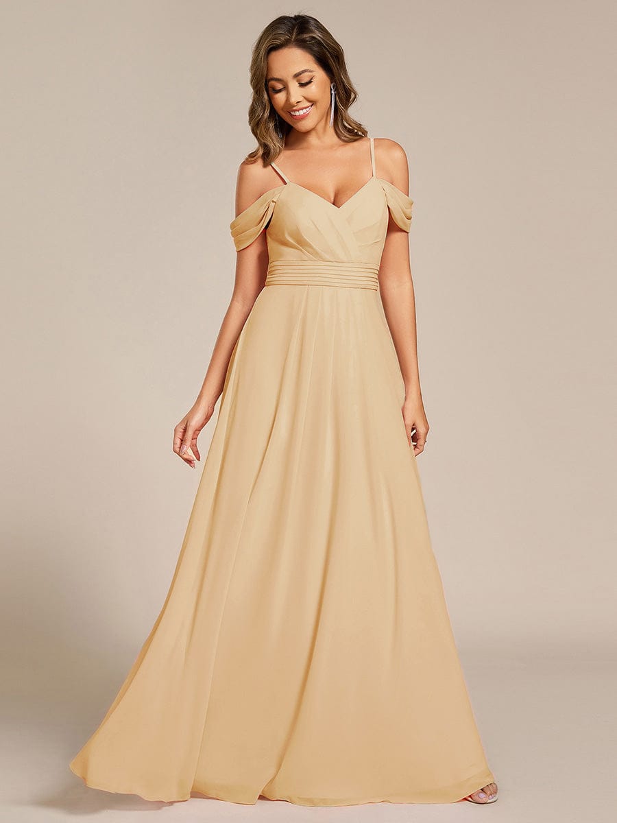 Multiway A-Line Off the Shoulder Chiffon Maxi Bridesmaid Dress #color_Champagne
