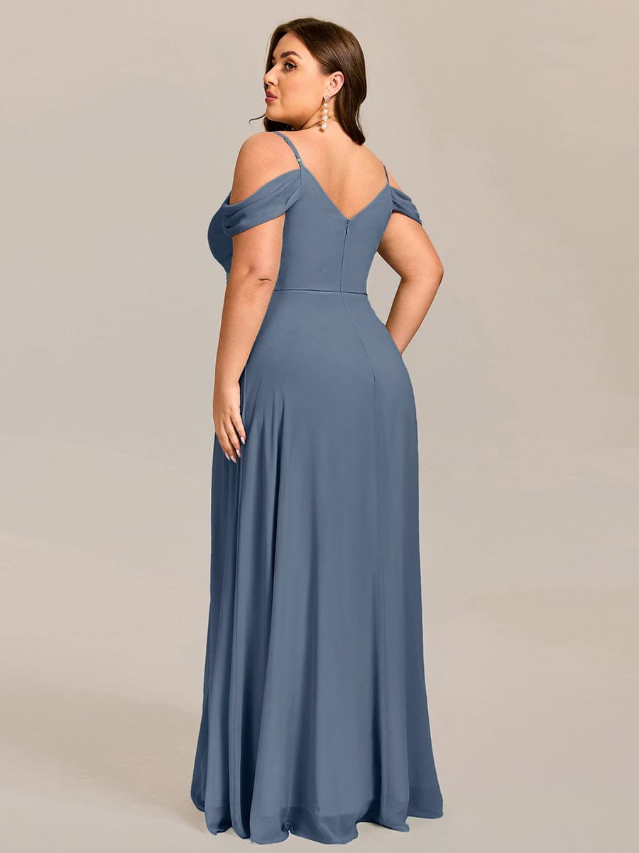 Plus Size Multiway A-Line Off the Shoulder Chiffon Maxi Bridesmaid Dress #color_Dusty Blue