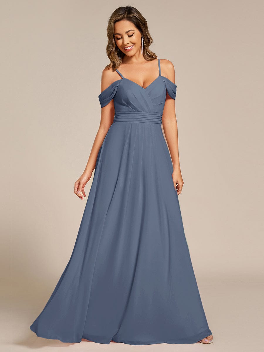 Multiway A-Line Off the Shoulder Chiffon Maxi Bridesmaid Dress #color_Dusty Blue